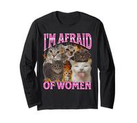 Grafica bootleg divertente del meme del gatto Ho paura delle donne Maglia a Manica