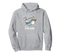 Grafica Born to Explore Iceland Adventure Northern Lights Felpa con Cappuccio, Unisex per Adulti, Grigio Melange, XL