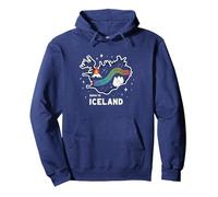 Grafica Born to Explore Iceland Adventure Northern Lights Felpa con Cappuccio, Unisex per Adulti, Navy, XL