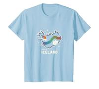 Grafica Born to Explore Iceland Adventure Northern Lights Maglietta, Bambini, Celeste, 2 Anni