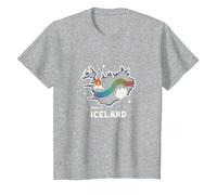 Grafica Born to Explore Iceland Adventure Northern Lights Maglietta, Bambini, Grigio Melange, 8 Anni