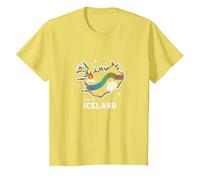 Grafica Born to Explore Iceland Adventure Northern Lights Maglietta, Bambini, Limone, 4 Anni