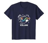 Grafica Born to Explore Iceland Adventure Northern Lights Maglietta, Bambini, Navy, 3 Anni