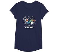 Grafica Born to Explore Iceland Adventure Northern Lights Maglietta, Ragazze, Navy, XS