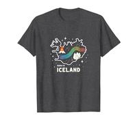 Grafica Born to Explore Iceland Adventure Northern Lights Maglietta, Uomo, Grigio Scuro, 6XL