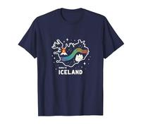 Grafica Born to Explore Iceland Adventure Northern Lights Maglietta, Uomo, Navy, 6XL