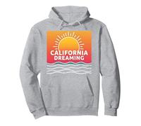 Grafica California Dreaming Tramonto Spiaggia Felpa con Cappuccio, Unisex per Adulti, Grigio Melange, XXL