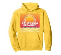 Grafica California Dreaming Tramonto Spiaggia Felpa con Cappuccio, Unisex per Adulti, Limone, S