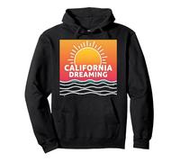 Grafica California Dreaming Tramonto Spiaggia Felpa con Cappuccio, Unisex per Adulti, Nero, XXL