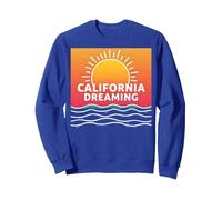 Grafica California Dreaming Tramonto Spiaggia Felpa, Unisex per Adulti, Blu Reale, S