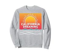 Grafica California Dreaming Tramonto Spiaggia Felpa, Unisex per Adulti, Grigio Melange, L