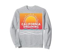 Grafica California Dreaming Tramonto Spiaggia Felpa, Unisex per Adulti, Grigio Melange, XXL