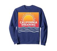 Grafica California Dreaming Tramonto Spiaggia Felpa, Unisex per Adulti, Navy, XL