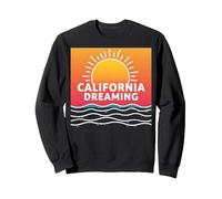 Grafica California Dreaming Tramonto Spiaggia Felpa, Unisex per Adulti, Nero, S