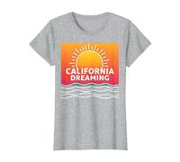Grafica California Dreaming Tramonto Spiaggia Maglietta, Donna, Grigio Melange, 3XL