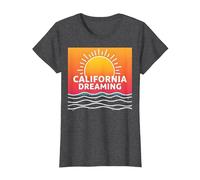 Grafica California Dreaming Tramonto Spiaggia Maglietta, Donna, Grigio Scuro, 3XL