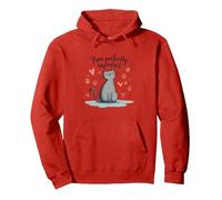Grafica Carina degli Amanti dei Gatti Perfettamente imperfetti Felpa con Cappuccio, Unisex per Adulti, Rosso, L