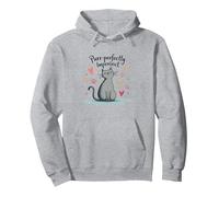 Grafica Carina degli Amanti dei Gatti Perfettamente imperfetti Felpa con Cappuccio, Unisex per Adulti, Grigio Melange, L
