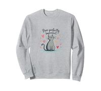 Grafica Carina degli Amanti dei Gatti Perfettamente imperfetti Felpa, Unisex per Adulti, Grigio Melange, M