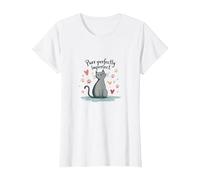 Grafica Carina degli Amanti dei Gatti Perfettamente imperfetti Maglietta, Donna, Bianco, XL