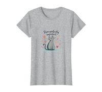 Grafica Carina degli Amanti dei Gatti Perfettamente imperfetti Maglietta, Donna, Grigio Melange, XS