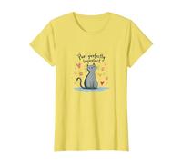 Grafica Carina degli Amanti dei Gatti Perfettamente imperfetti Maglietta, Donna, Limone, L