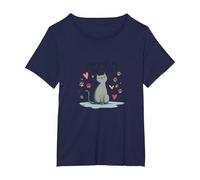 Grafica Carina degli Amanti dei Gatti Perfettamente imperfetti Maglietta, Donna Plus-Size, Navy, 5X
