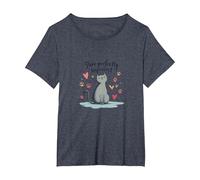 Grafica Carina degli Amanti dei Gatti Perfettamente imperfetti Maglietta, Donna Plus-Size, Pervinca, 5X