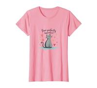 Grafica Carina degli Amanti dei Gatti Perfettamente imperfetti Maglietta, Donna, Rosa, XS