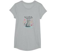 Grafica Carina degli Amanti dei Gatti Perfettamente imperfetti Maglietta, Ragazze, Grigio Melange, M