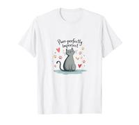 Grafica Carina degli Amanti dei Gatti Perfettamente imperfetti Maglietta, Uomo, Bianco, 6XL