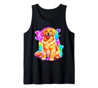 Grafica Colorata con Cane con Cuori Stile Arcobaleno Canotta