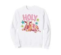 Grafica Colorata con Mucca con Testo Sacro e Stelle Felpa