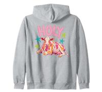 Grafica Colorata con Mucca con Testo Sacro e Stelle Felpa con Cappuccio