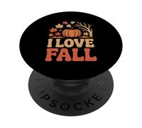 Grafica con foglie autunnali di zucca autunnale I Love Fall PopSockets PopGrip Adesivo