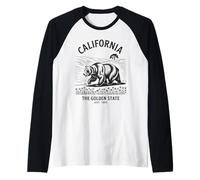 Grafica con orso della California The Golden State Est. 1850 Vintage Maglia con Maniche Raglan