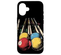 Grafica con palla da biliardo e stecca Custodia per iPhone 16