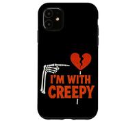 Grafica con scheletro a cuore spezzato divertente I'm With Creepy Custodia per iPhone 11