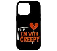 Grafica con scheletro a cuore spezzato divertente I'm With Creepy Custodia per iPhone 14 Pro Max