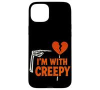 Grafica con scheletro a cuore spezzato divertente I'm With Creepy Custodia per iPhone 15 Plus