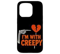 Grafica con scheletro a cuore spezzato divertente I'm With Creepy Custodia per iPhone 15 Pro