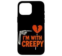 Grafica con scheletro a cuore spezzato divertente I'm With Creepy Custodia per iPhone 16 Pro Max