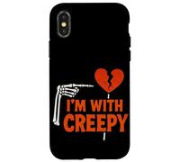 Grafica con scheletro a cuore spezzato divertente I'm With Creepy Custodia per iPhone X/XS