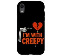 Grafica con scheletro a cuore spezzato divertente I'm With Creepy Custodia per iPhone XR