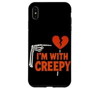 Grafica con scheletro a cuore spezzato divertente I'm With Creepy Custodia per iPhone XS Max