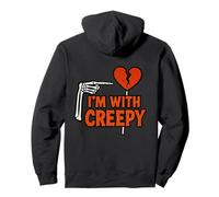 Grafica con scheletro a cuore spezzato divertente I'm With Creepy Felpa con Cappuccio