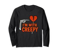 Grafica con scheletro a cuore spezzato divertente I'm With Creepy Maglia a Manica