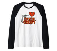 Grafica con scheletro a cuore spezzato divertente I'm With Creepy Maglia con Maniche Raglan
