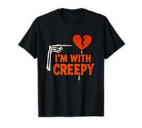 Grafica con scheletro a cuore spezzato divertente I'm With Creepy Maglietta