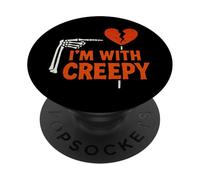 Grafica con scheletro a cuore spezzato divertente I'm With Creepy PopSockets PopGrip Adesivo